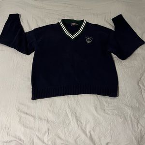 Vintage Citadel Knit Cotton V-neck Sweater